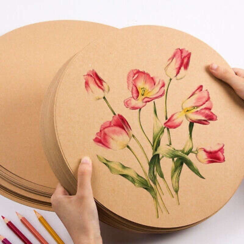 Giấy kraft hình tròn set 10 tờ để vẽ, trang trí, sketchbook, chì, màu nước, sáp