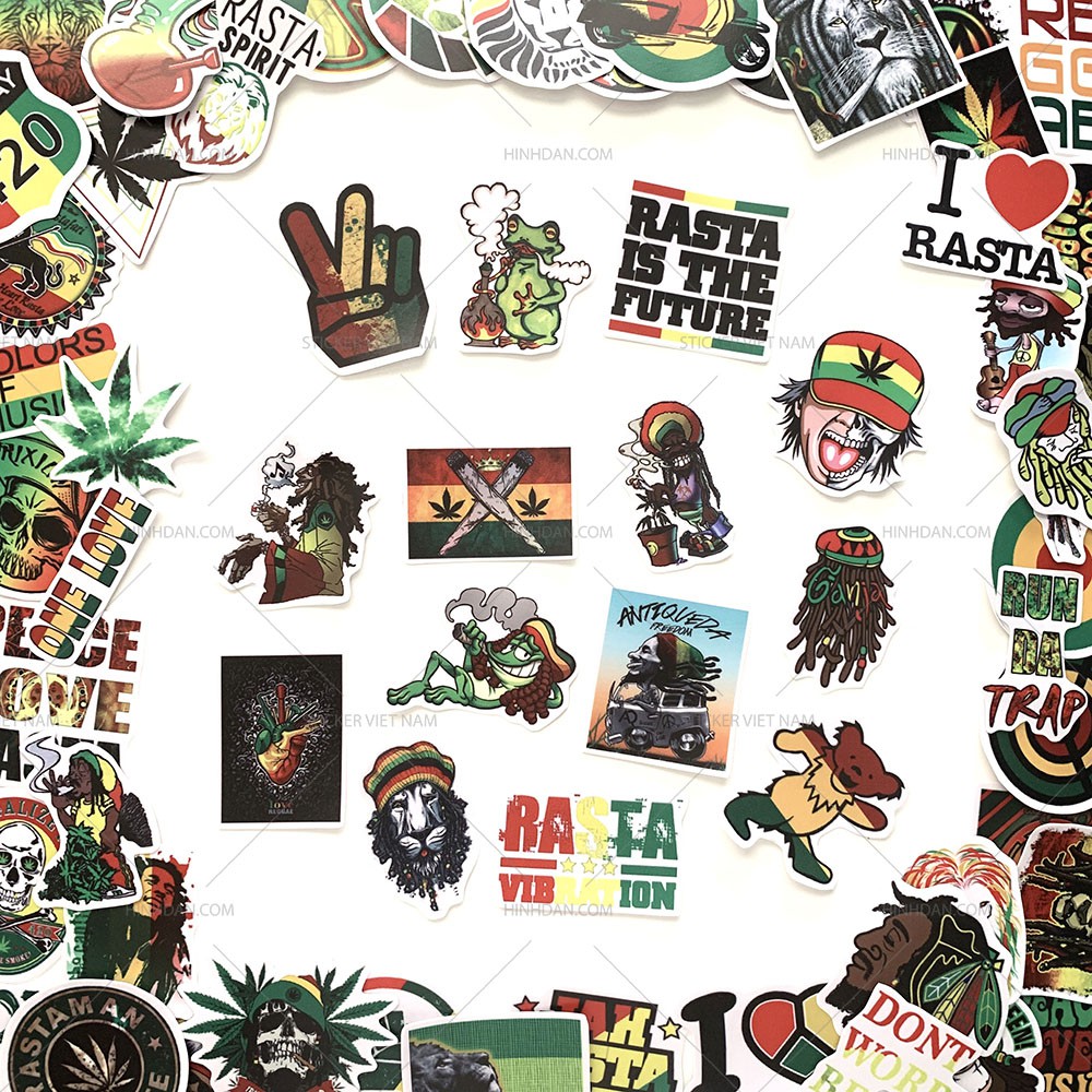Sticker RASTA, Rastafari Bob Marley Ngầu Tem Dán Chống Nước | Sticker Việt Nam