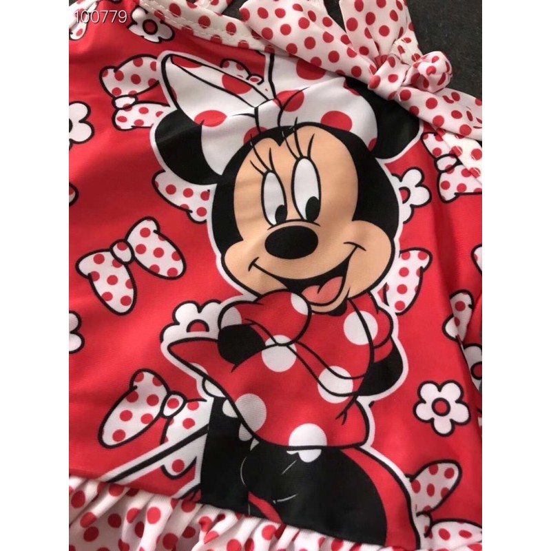 Bộ bơi bé gái chất thun hình mickey đỏ