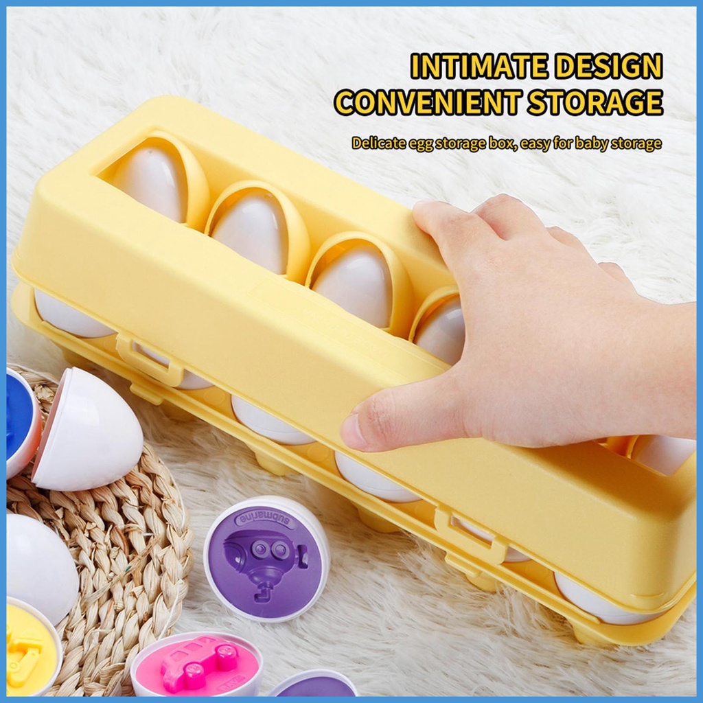 Bộ 12 Trứng Đồ Chơi Ghép Hình Màu Sắc Theo Phương Pháp Montessori Cho Bé Từ 1 2 3 Tuổi
