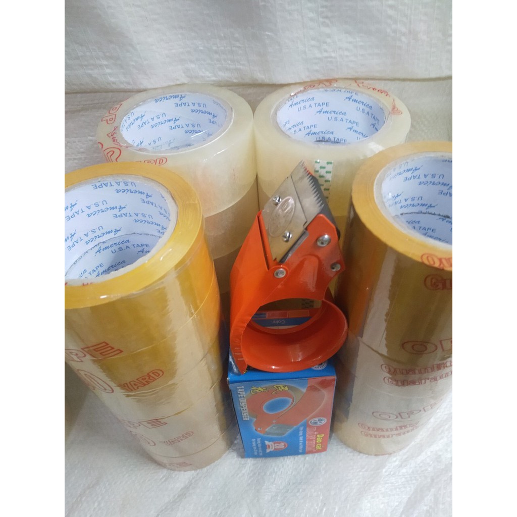 Combo 1 cây băng keo 6 cuộn 100yard 1.2kg (MUA 5 CÂY ĐƯỢC TẶNG KÈM 1 DAO CẮT NHỰA)