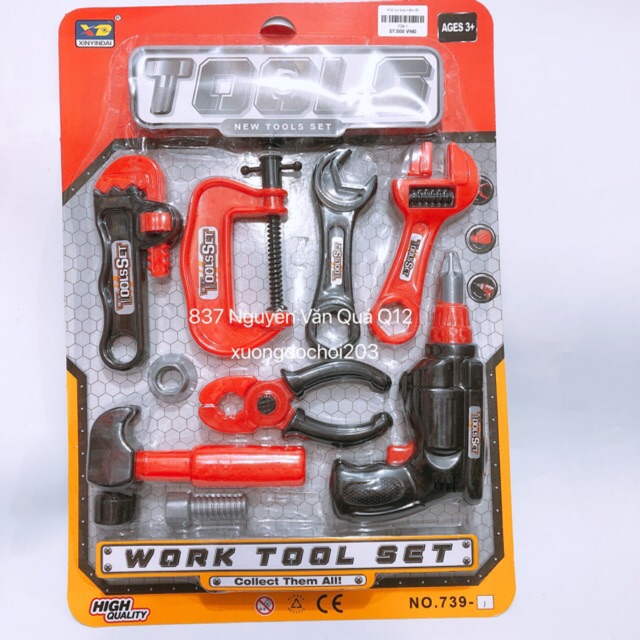Vỉ đồ chơi búa kiềm đỏ kỹ sư dành cho bé thích làm kĩ sư cơ khí sửa chữa (739-1)