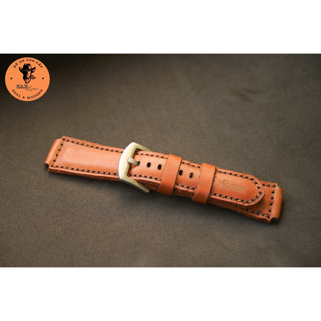 Dây đồng hồ da bò màu nâu - RAM Leather Classic 1980 mềm Bền Đẹp
