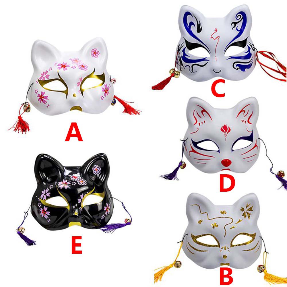 Mặt nạ hóa trang nhựa phối tua rua và lục lạc phong cách Anime Nhật Bản