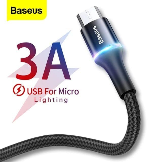 Dây Cáp Sạc Baseus Halo Micro Usb 3a Led 25cm / 50cm / 1m / 2m