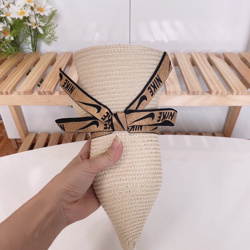 Mũ cói đi biển nữ vành rộng chống nắng, nón cói nơ xinh thời trang Hàn Quốc rẻ đẹp