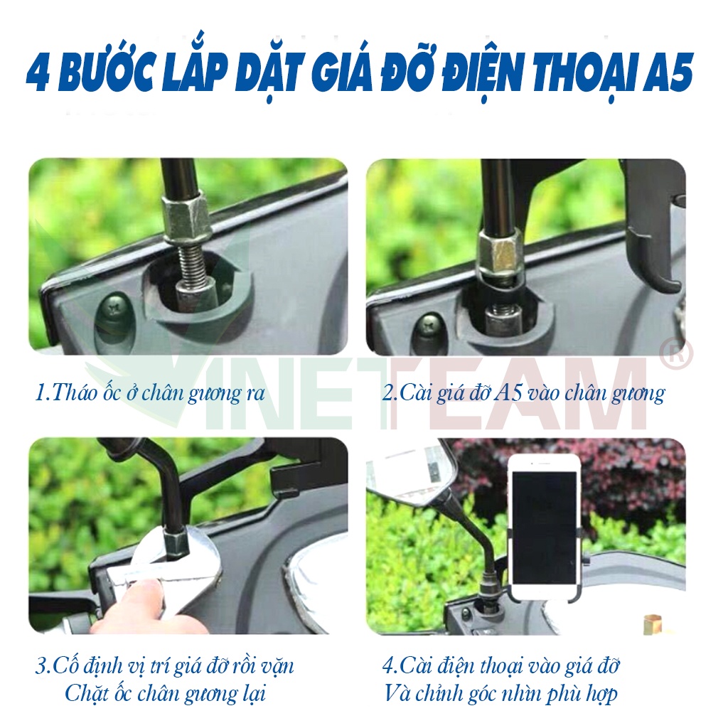 Giá đỡ kẹp điện thoại trên xe máy A5 kẹp chân gương Phiên bản nâng cấp giá đỡ C2 -DC4782