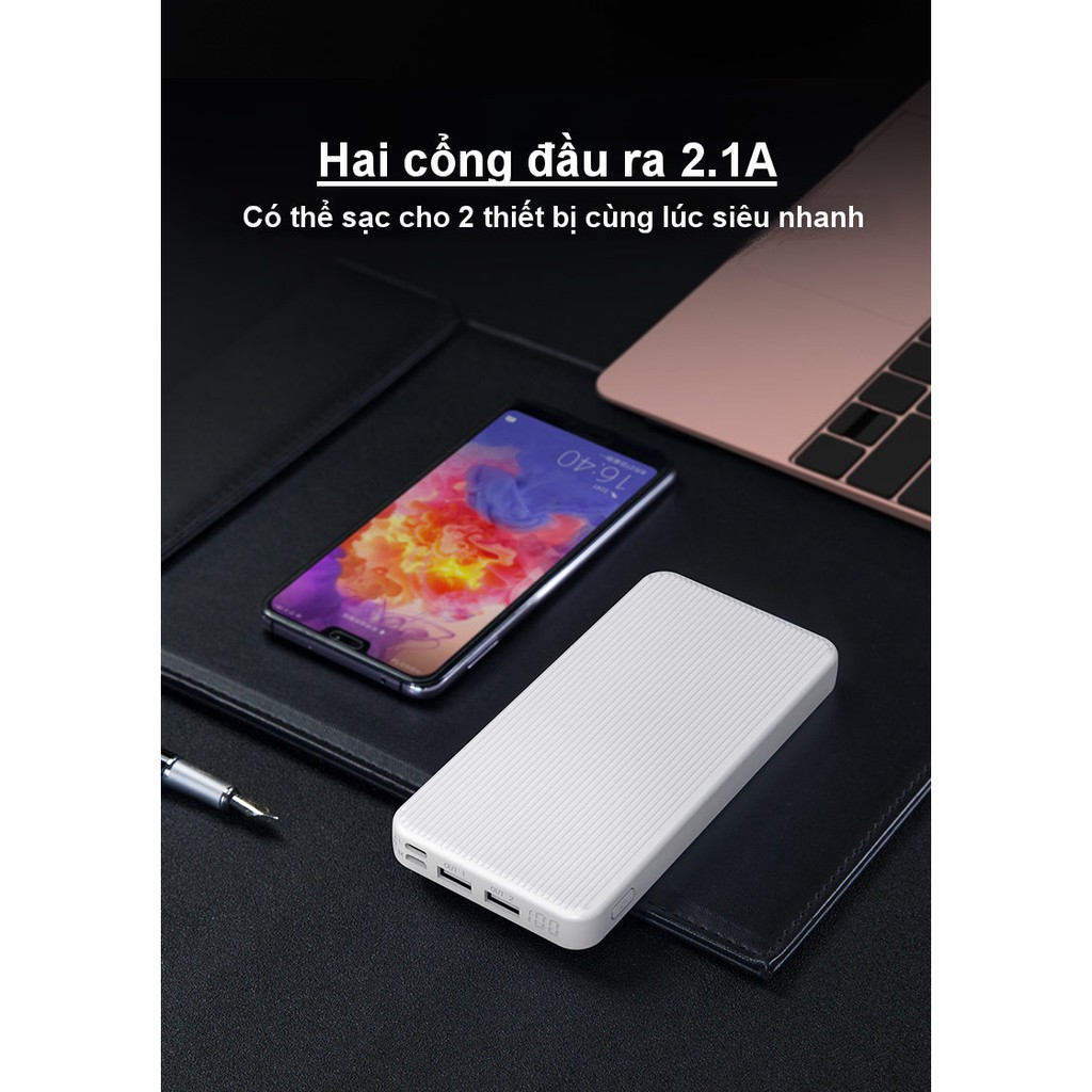 Pin Sạc dự phòng YOOBAO P10D 10000mAh Slim; Ba đầu vào/ Hai đầu ra/ LED - Chính Hãng