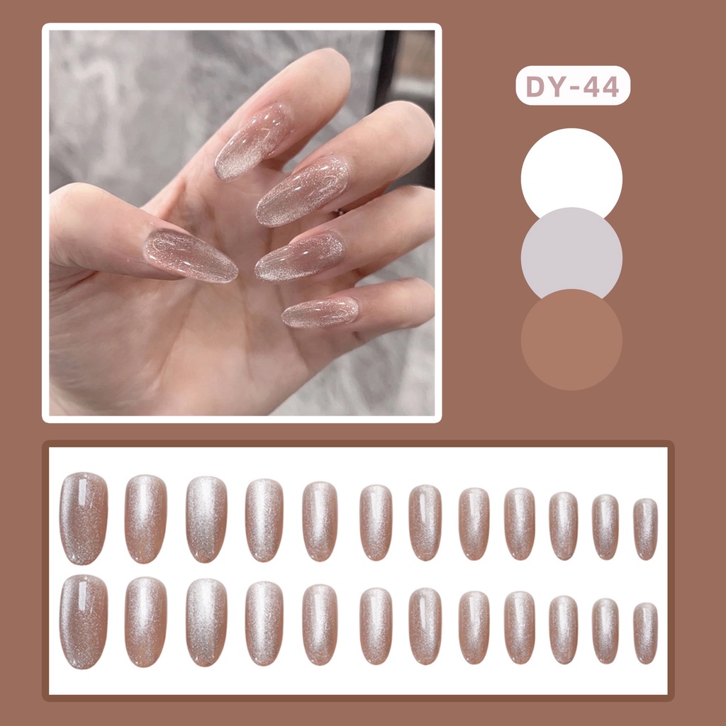 [Mới] Set 24 Móng Tay Giả Tặng Kèm Keo Đá Mắt Mèo Cao Cấp Quý Phái Mã DY-44.