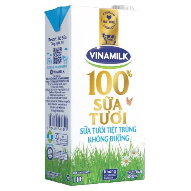 Sữa Tươi Tiệt Trùng Vinamilk 100% Hộp Giấy 1L