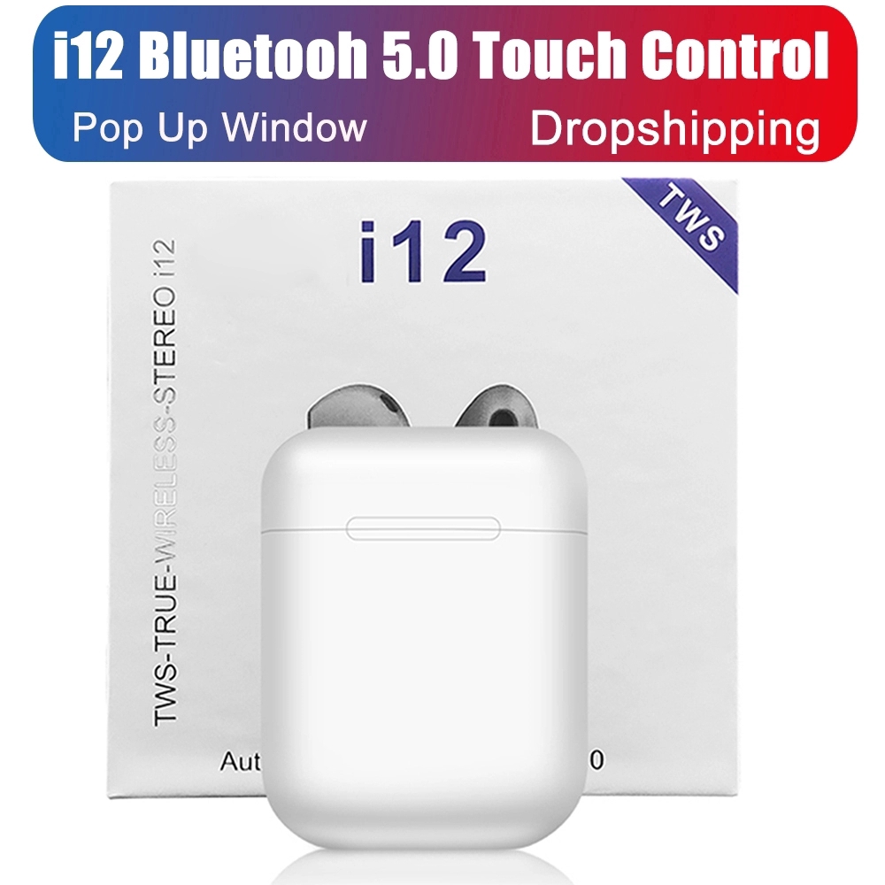 COD i12 TWS Popup Wireless Earphones Touch Control Bluetooth Earbuds Hifi Sound Headphones