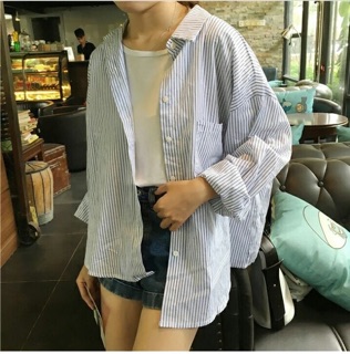 [ORDER]  áo sơ mi basic trắng sọc xanh💙