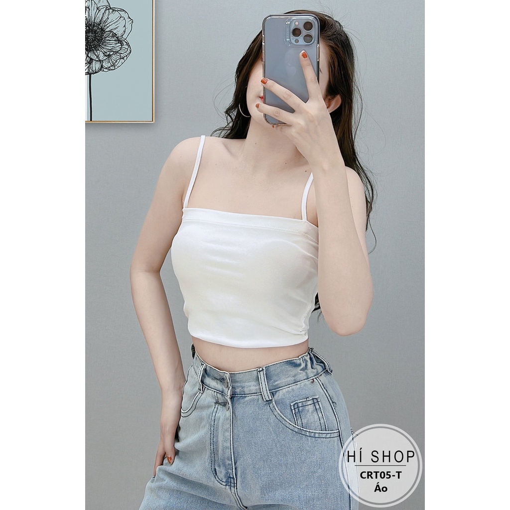 Áo hai dây nữ 100% Cotton , áo 2 dây nữ ngắn croptop dãn dáng ôm siêu xịn xò - kvindstore08