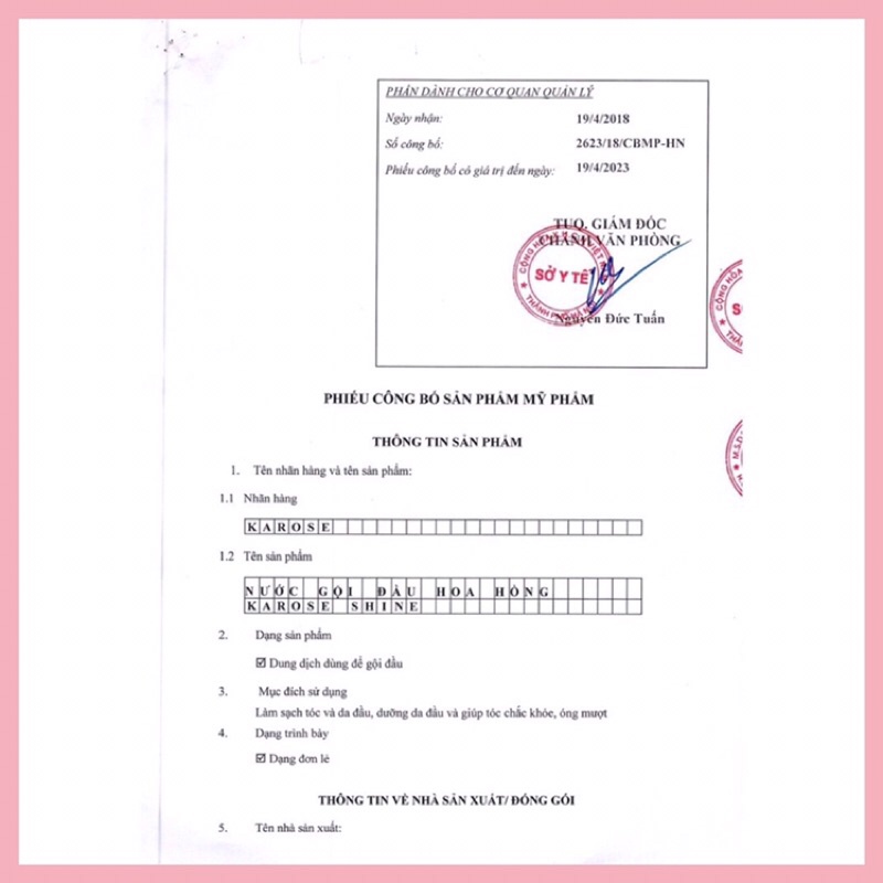 Nước Gội Đầu Bồ Kết Hoa Hồng Karose Shine 500ml