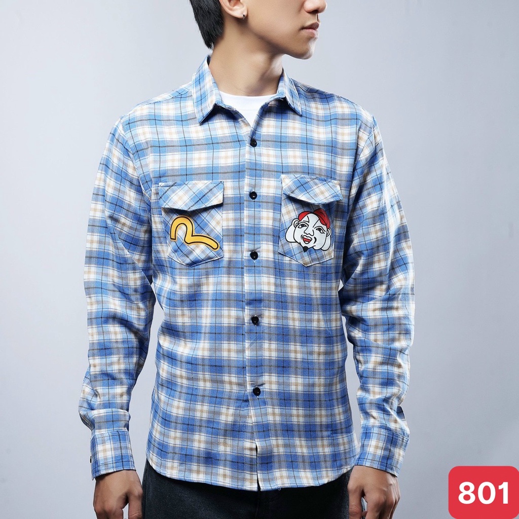 Áo sơ mi nam cao cấp chất liệu cotton đẹp màu xanh trắng họa tiết karo dài tay kiểu dáng hàn quốc ADO44 mẫu mới
