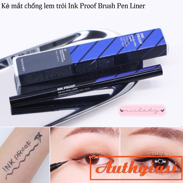 Bút Kẻ Mắt Dạ Chống Trôi The Face Shop Ink Proof Brush Pen Liner fmgt TFS không lem, chống nước chống dầu