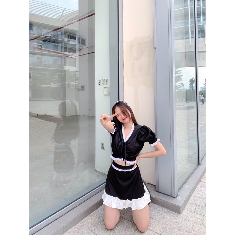 [Hình Thật của shop ]-Set Croptop - Chân Váy - Chocker Đeo Cổ | BigBuy360 - bigbuy360.vn
