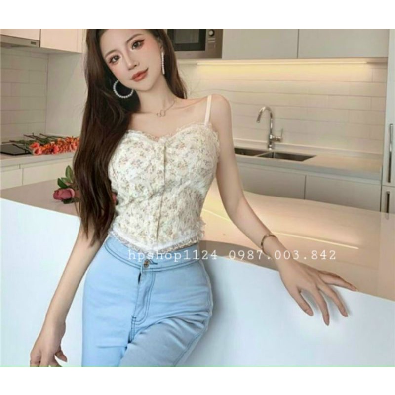 Áo 2 dây bra ren tiểu thư dáng croptop loại đẹp hàng cao cấp