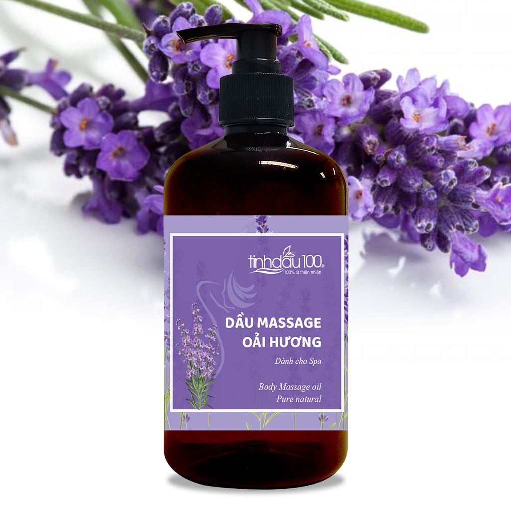 Dầu massage body oải hương (lavender) dành cho Spa, hương thơm thư giãn, trị liệu 500 ml - Tinh Dầu 100