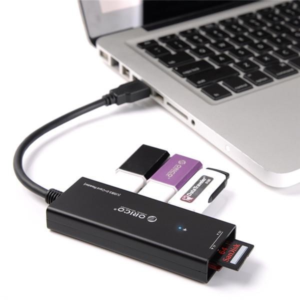 Bộ Chia USB 3 Cổng 2.0 Tích hợp Đọc thẻ nhớ ORICO H3TS-U2- Hàng Chính Hãng