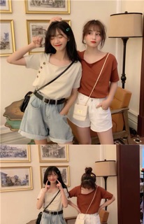 Áo thun nút chéo ulzzang