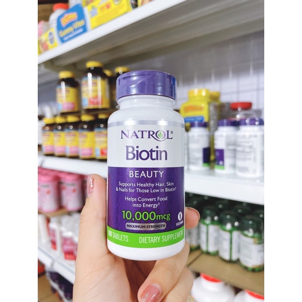 Viên uống ngăn ngừa rụng tóc và mọc tóc Natrol Biotin 10,000mcg Mỹ