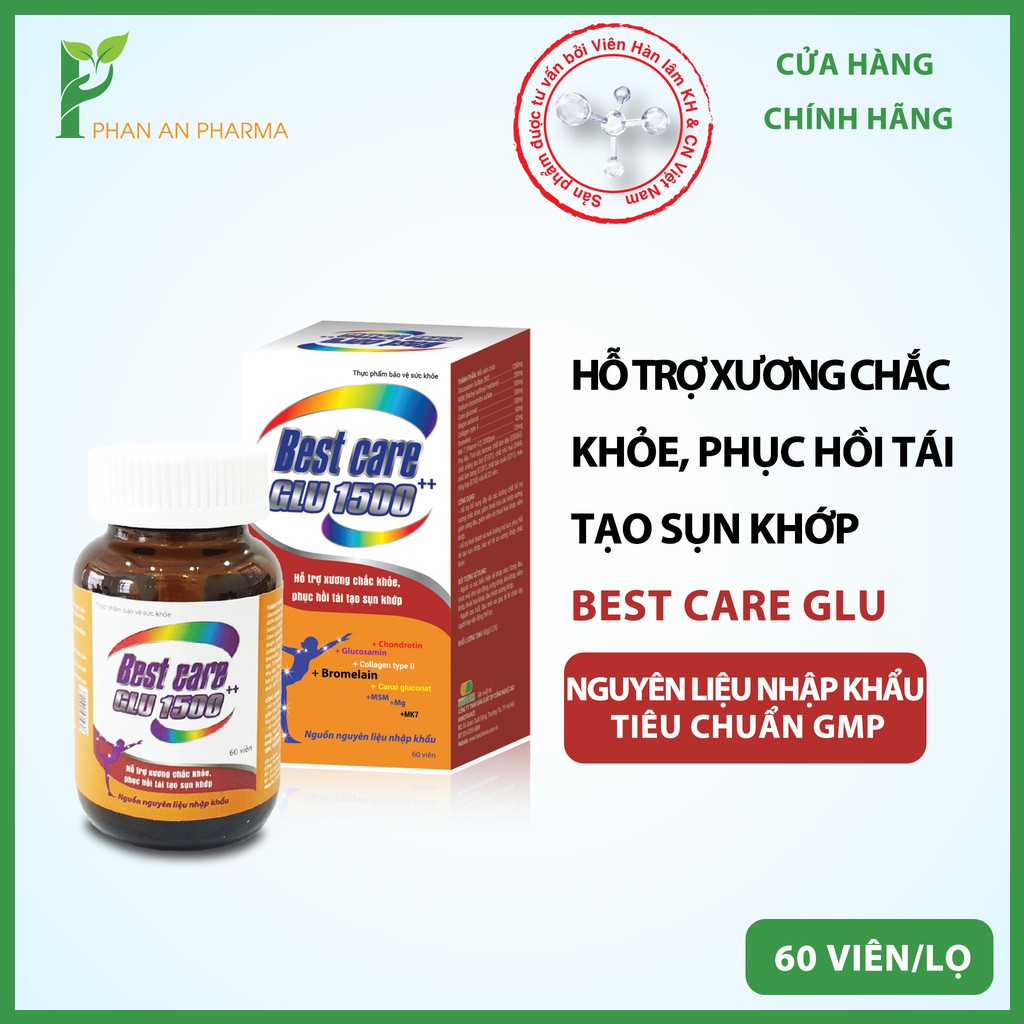 Best care Glu bổ sung dưỡng chất cho khớp, Best care Glu 1500 lọ 60 viên CN07