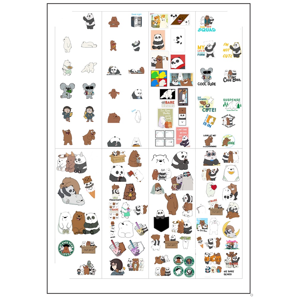 sticker ba anh em gấu SI1 hình dán dễ thương trang trí dán sổ dán điện thoại 1 tờ bullet journal 7*19,5cm