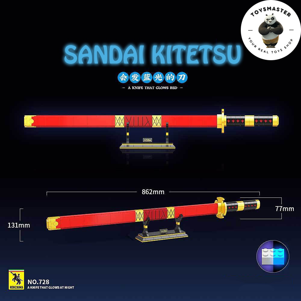 Đồ Chơi Lắp Ráp Kiểu LEGO Dạ Quang Thanh Kiếm Sandai Kitetsu Quỷ Kiếm Đệ Tam Zoro Trong OnePiece NO728 Với 803 Mảnh Ghép