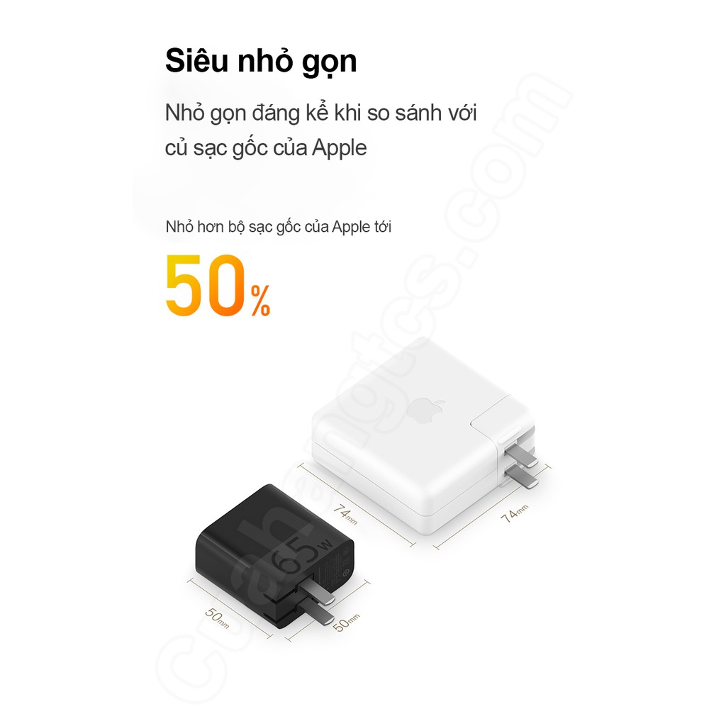 Cốc sạc PD USB-C 65W ( Đen ) ZMI HA712 / Bảo hành 1 tháng