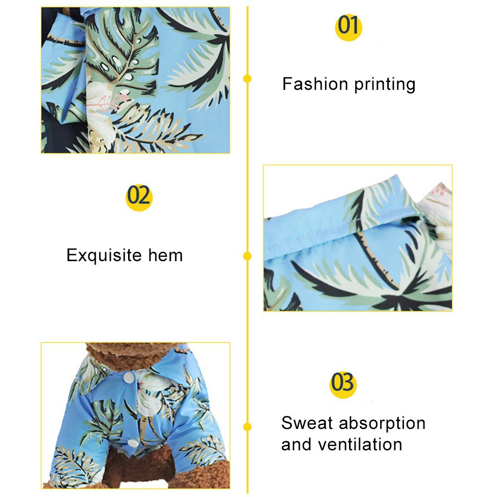 Áo sơ mi đi biển in hình cây dừa/quả dứa dễ thương phong cách Hawaii thời trang mùa hè dành cho cún cưng  ྇
