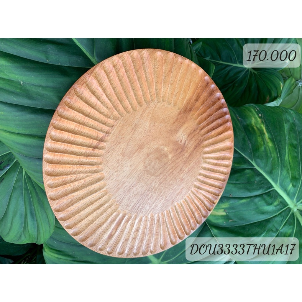 Khay Gỗ Đựng Thức Ăn Decor Chụp Ảnh Sản Phẩm- Dĩa Gỗ Gõ Đỏ Khía - Redssan Khay gỗ nhiều kiểu dáng