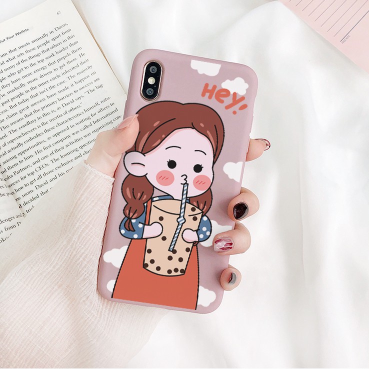 Ốp lưng iphone Milk Tea Couple TPU trơn dẻo mềm 6/6plus/6s/6splus/7/7plus/8/8plus/x/xr/xs/11/12/13/pro/max/plus/promax | BigBuy360 - bigbuy360.vn