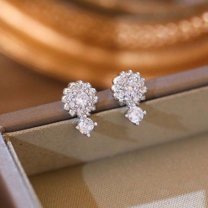 Khuyên tai JIUDUOLAN đính đá zircon nhân tạo sáng bóng phong cách Hàn Quốc sang trọng thời trang dành cho nữ