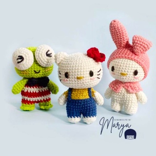 Móc Khoá Mèo Hello Kitty Nhồi Bông Mini - Thú Bông Len Handmade Đan Móc Thủ Công Bằng Tay