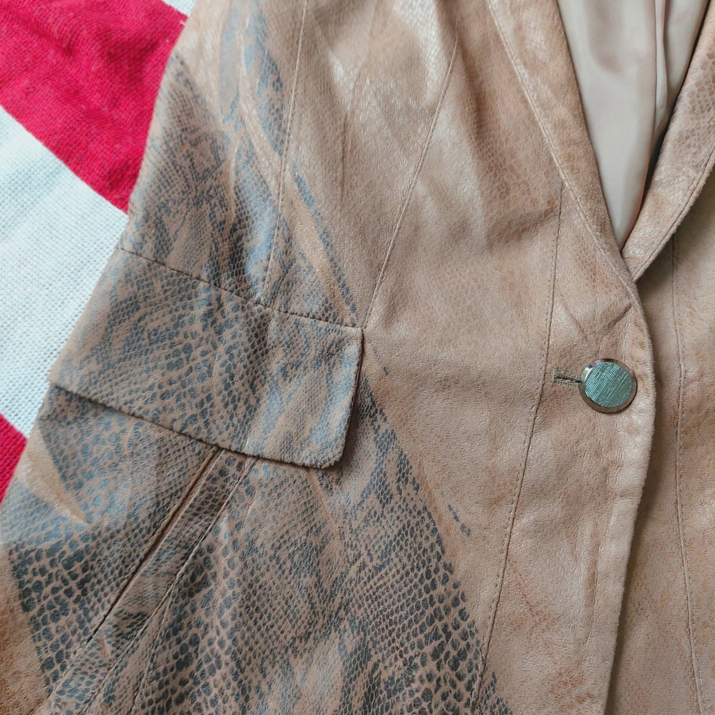 Áo Vest gile phối da dáng dài