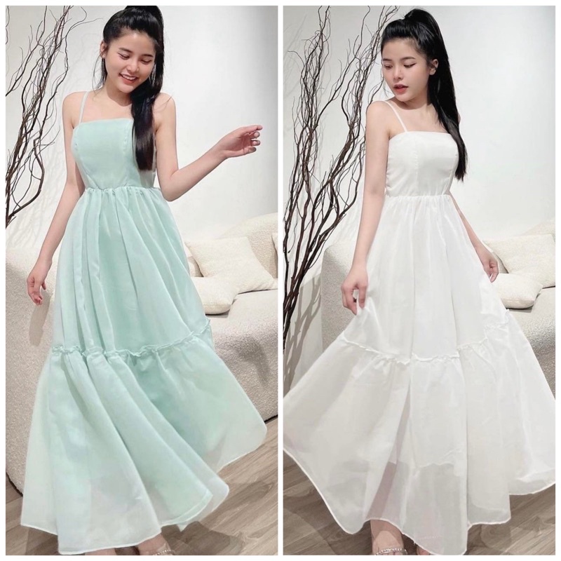 Đầm maxi hai dây bèo đi biển