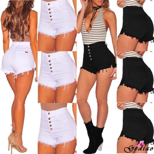 Quần short nữ jeans denim lưng cao thời trang Hàn