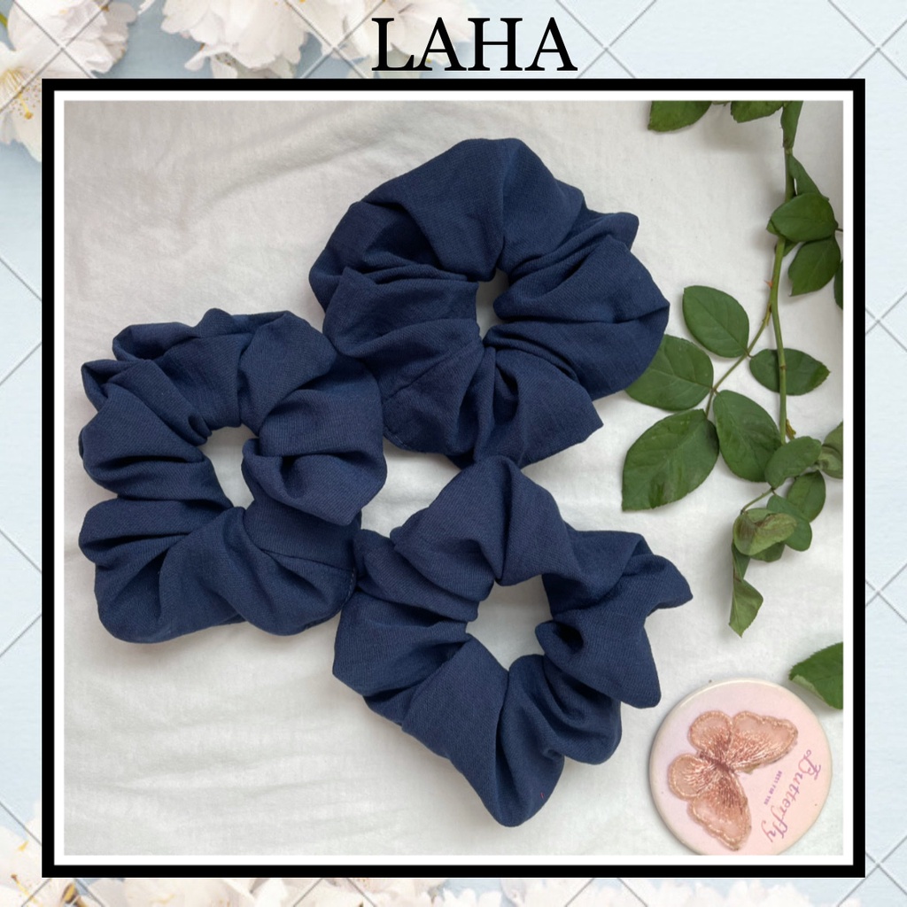 Cột Tóc Scrunchies vải linen mềm mại