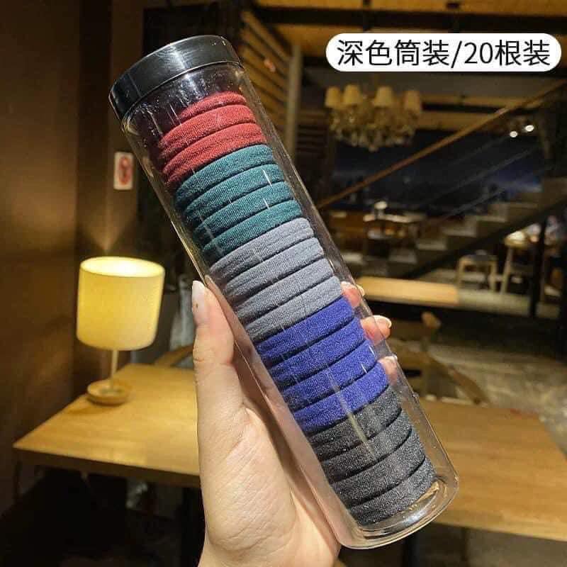 Hộp 20 chun buộc tóc nhiều mầu sắc siêu dai bền