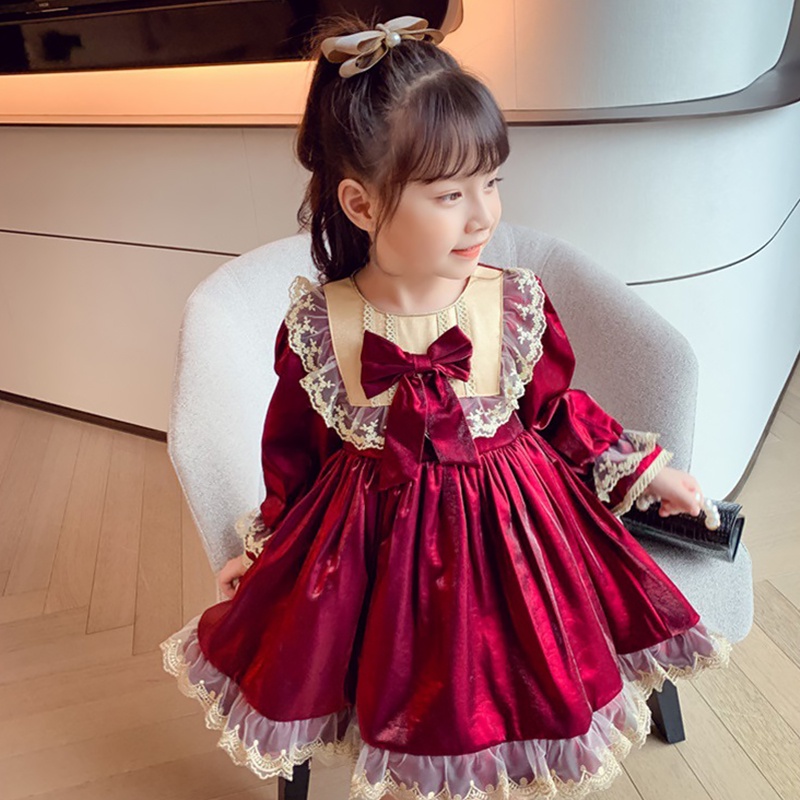 Đầm Công Chúa Tay Dài Kiểu Lolita Thời Trang Xuân Thu Cho Bé Gái