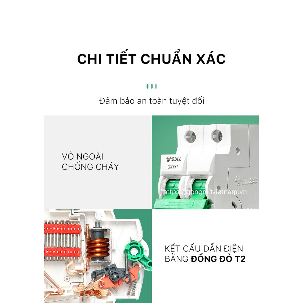 [Chính hãng] Aptomat an toàn CB Gongniu Bull 1Pha/ 2 Pha / 3 Pha/ 4 Pha, 32A/40A