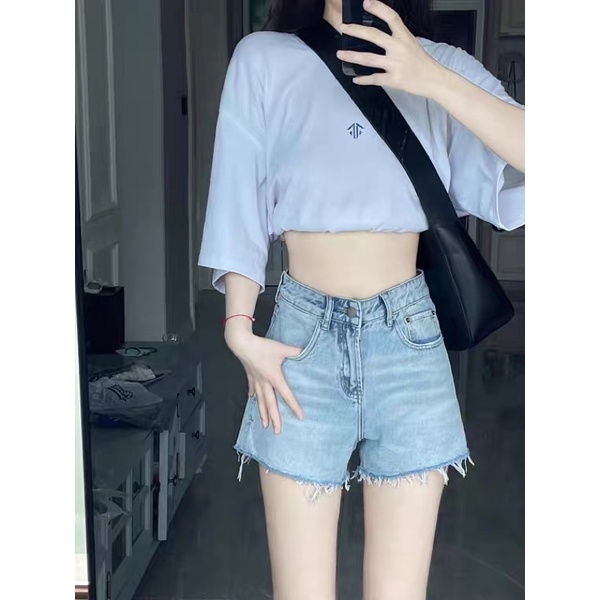 Quần shorts jean xanh