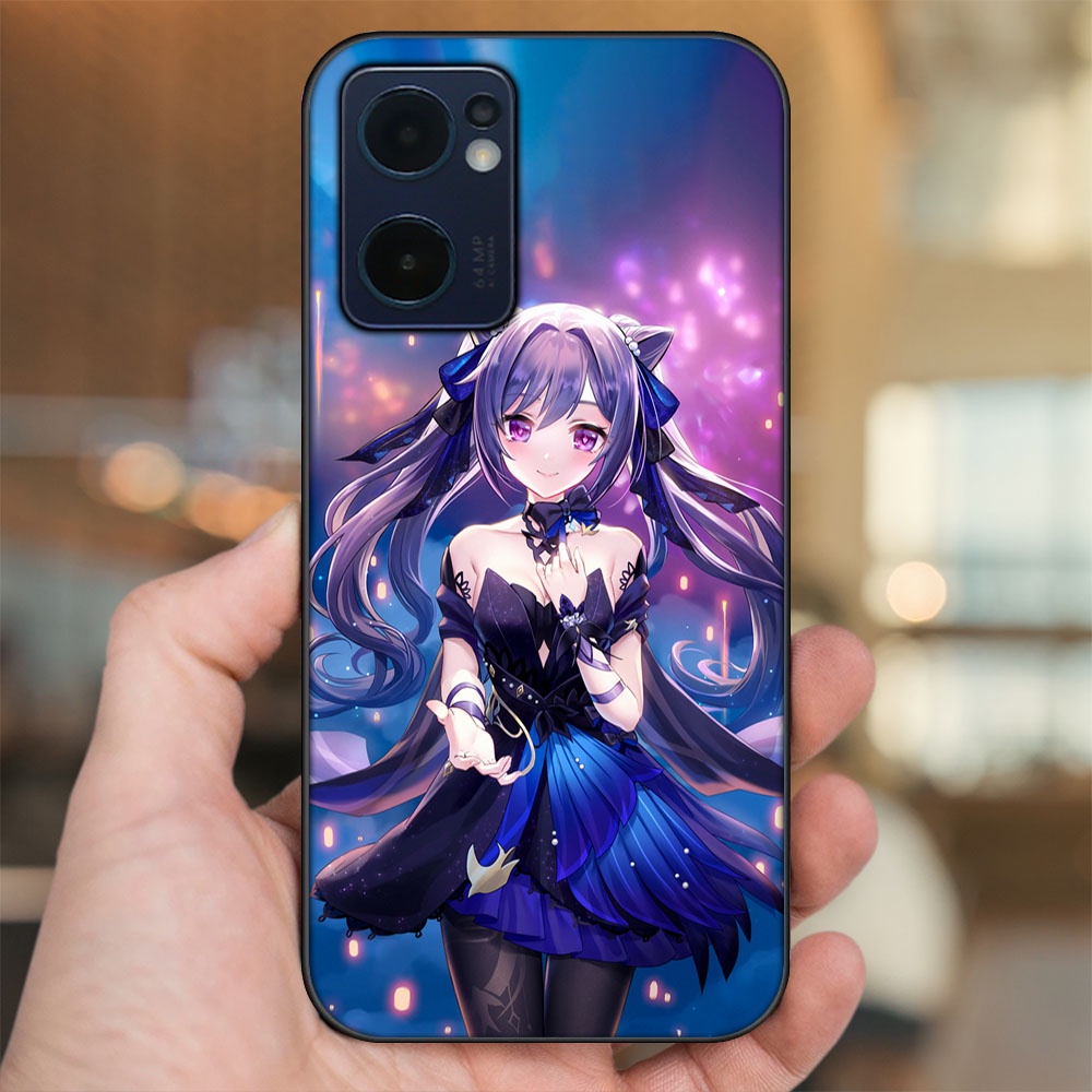 Ốp lưng Oppo Reno 7 5G viền đen in hình Keqing Genshin Impact
