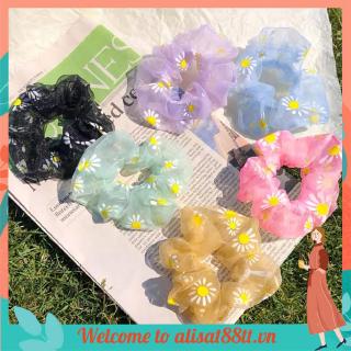 Dây buộc tóc Scrunchies hoa cúc dễ thương cho nữ