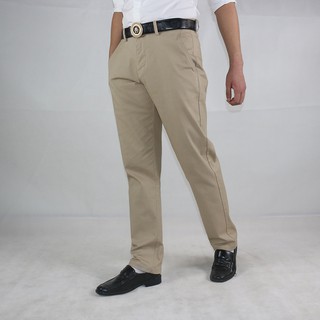 Quần kaki trung niên maxtino màu trắng kem, Ống suông vải co giãn không ra màu, mặc mát, có Big size