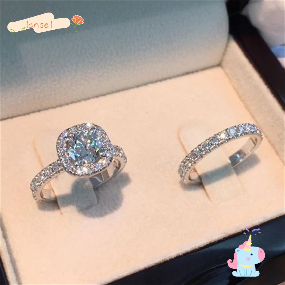 Nhẫn Đính Đá Sapphire Trắng Thời Trang Độc Đáo|Trang Sức Cưới Lấp Lánh