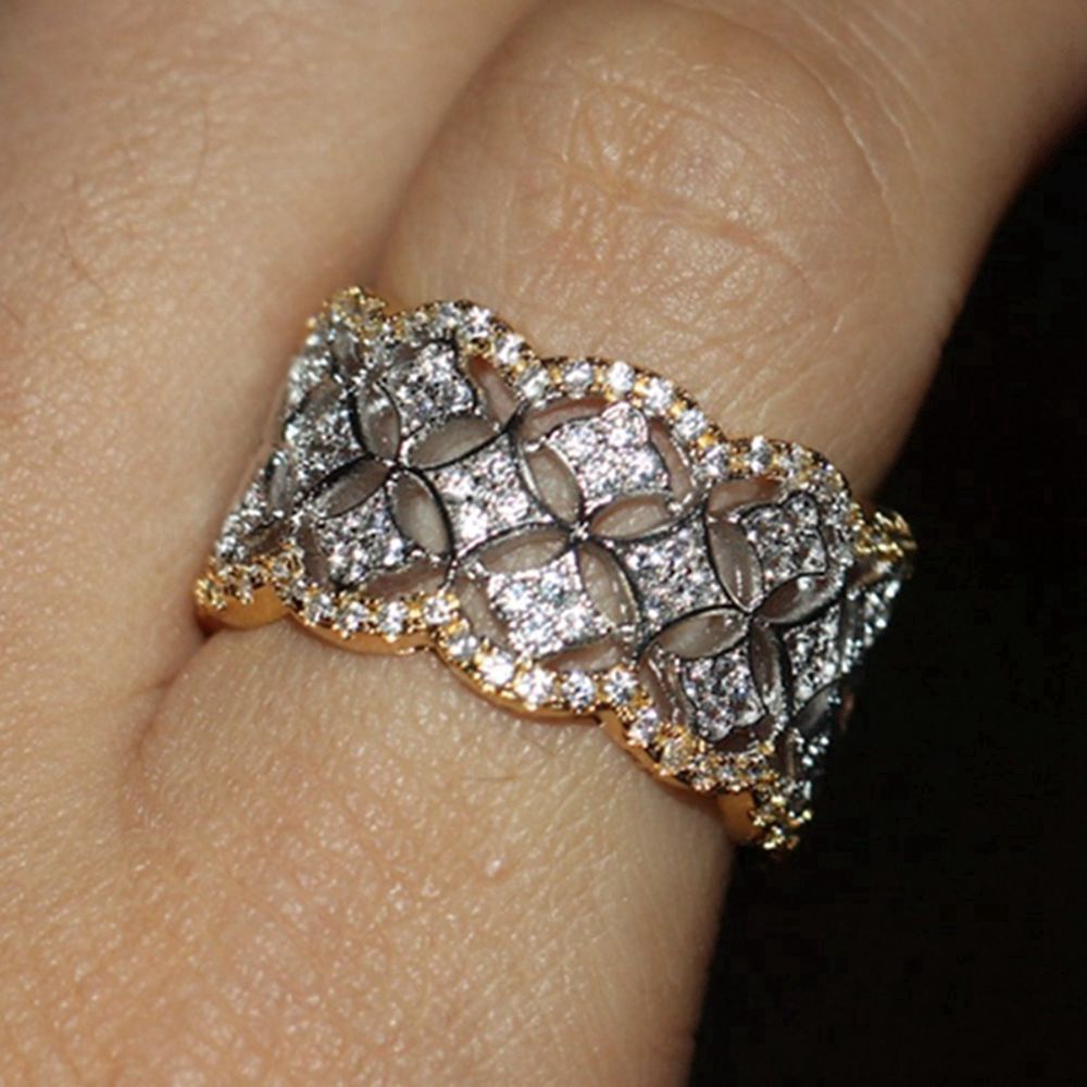 Nhẫn hình ngôi sao chéo đính kim cương quà tặng trang sức thời trang cho nam nữ