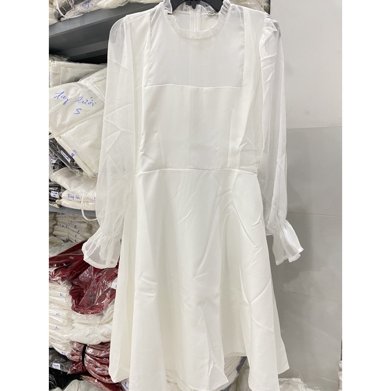 Đầm dạ hội trắng xòe vải voan xịn dạo phố hay dự tiệc cưới cực dễ thương mã [VOAN] | BigBuy360 - bigbuy360.vn