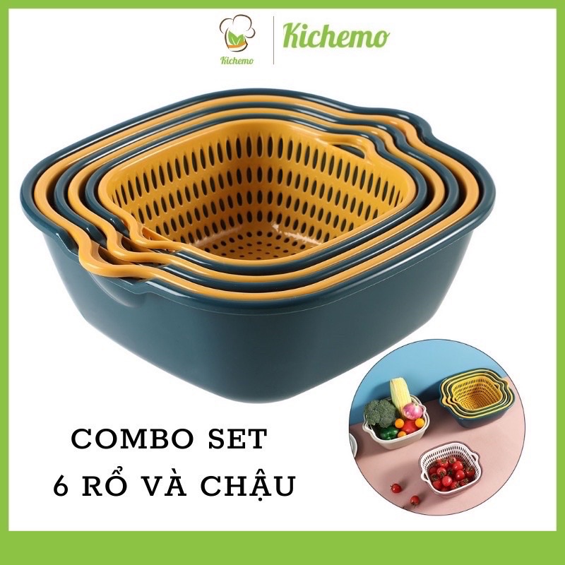 SÉT RỔ CHẬU 6MÓN NHỰA CAO CẤP